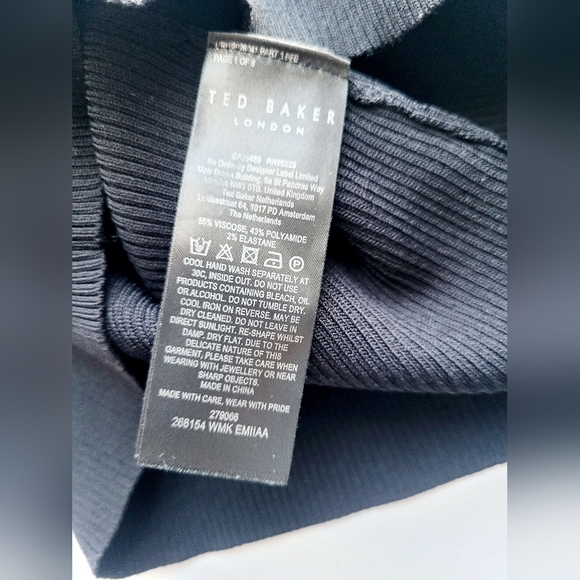 Ted Baker Emiiaa Engineered CutOut Bow Rib Sweater Short Sleeve Black Ted1/XS/4 - Picture 9 of 16